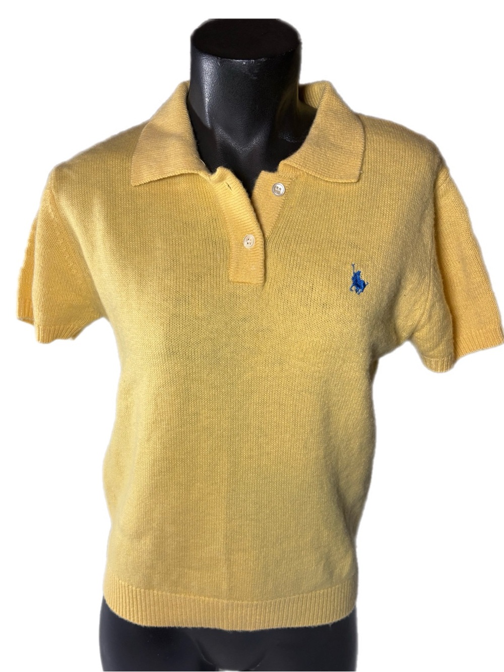 Polo by Ralph Lauren Yellow Short-Sleeve V-Neck Polo Sweater with Blue Pony